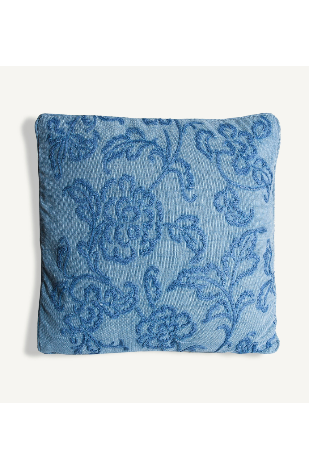 Embroidered Blue Cotton Cushion | Vical Home Blesi | Oroatrade.com