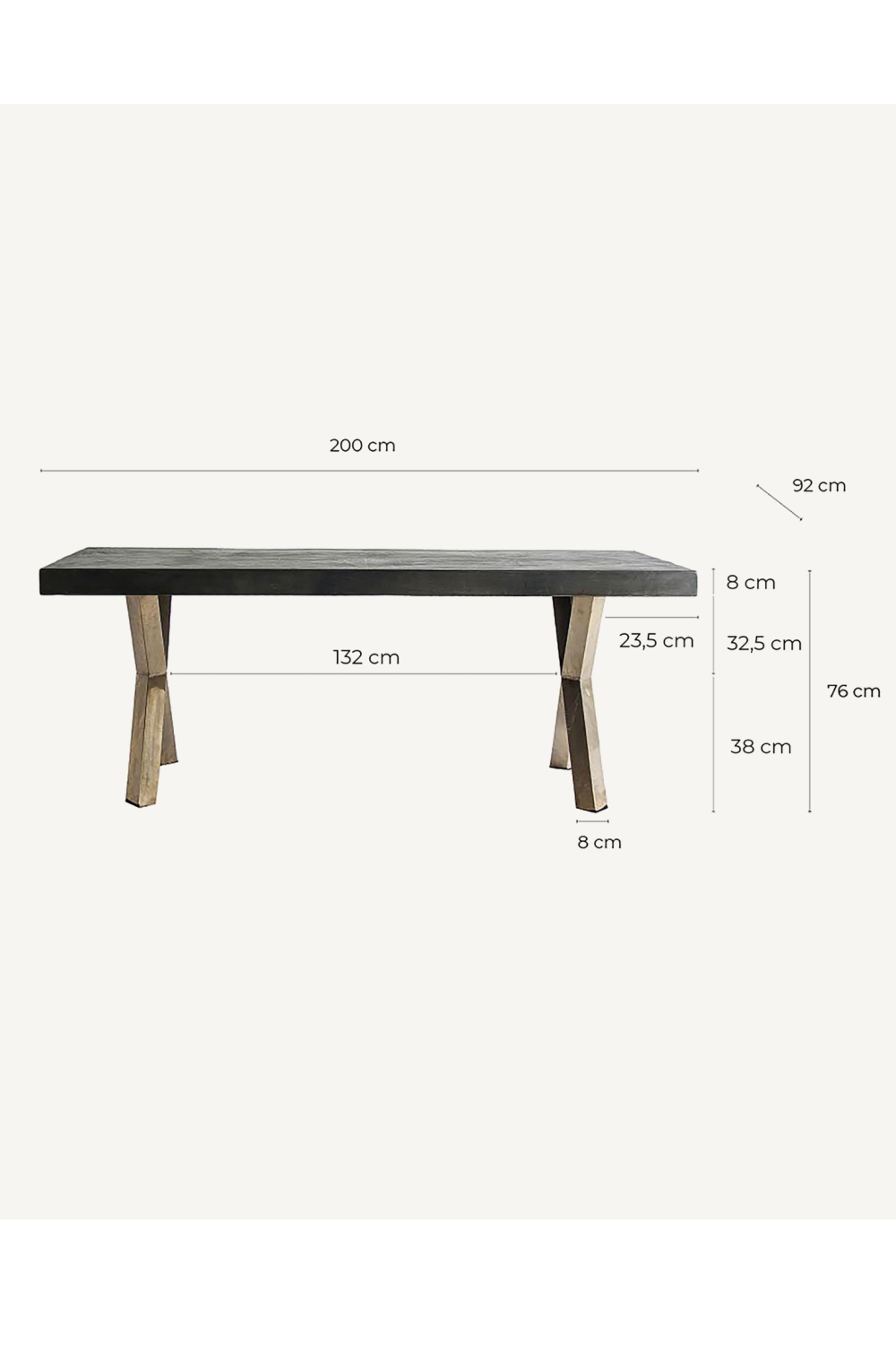 Wooden X-Leg Dining Table | Vical Home Kapie | Oroa.com