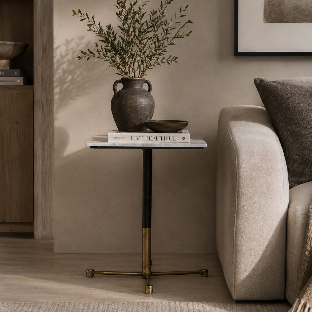  White Marble Square Side Table | Oroa.com