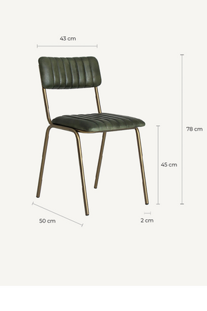 Green Leather Chanelled Dining Chair | Vical Home Chadron | Oroa.com