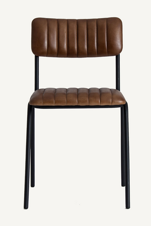 Brown Leather Padded Dining Chair | Vical Home Chadron | Oroa.com