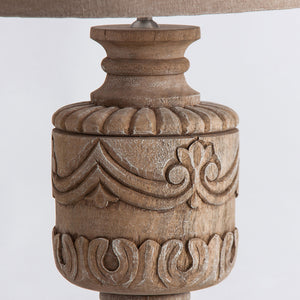   Carved Mango Wood Table Lamp | Oroa.com