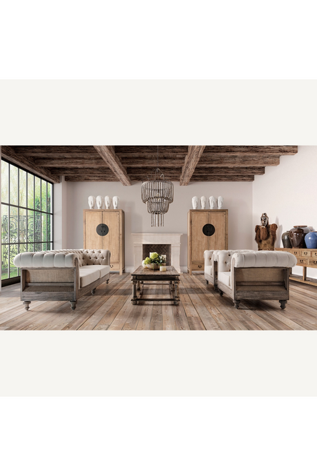   Beige Tufted Accent Armchair | Oroa.com