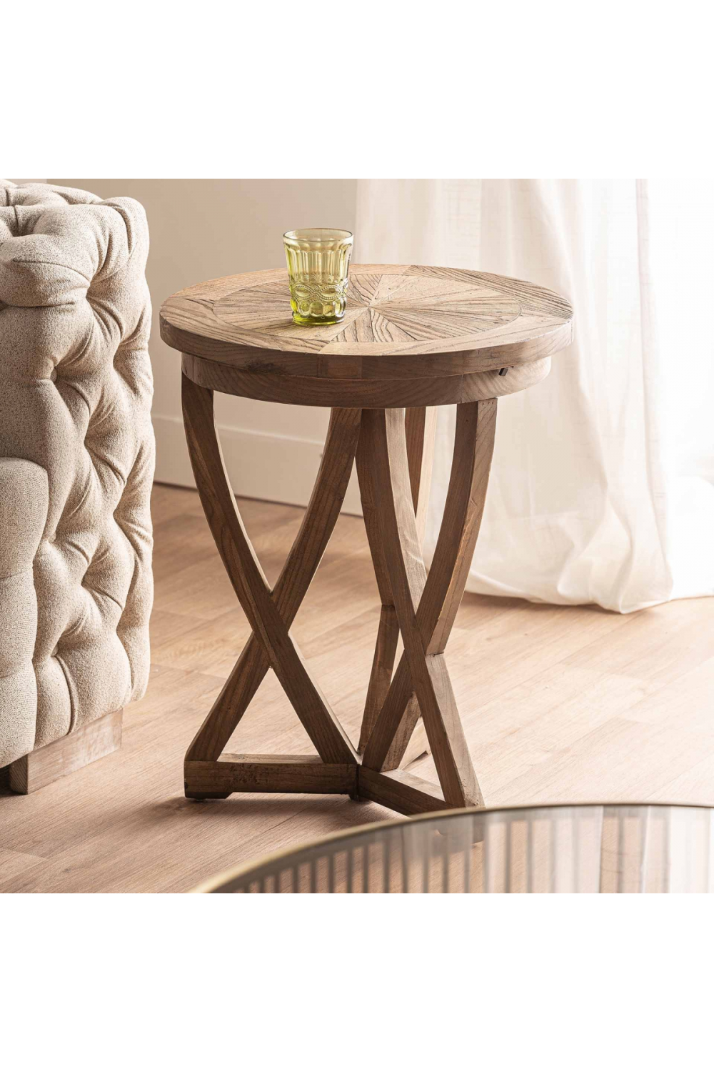 Crisscross Base Pine Side Table | Vical Home Chirlwe | Oroa.com