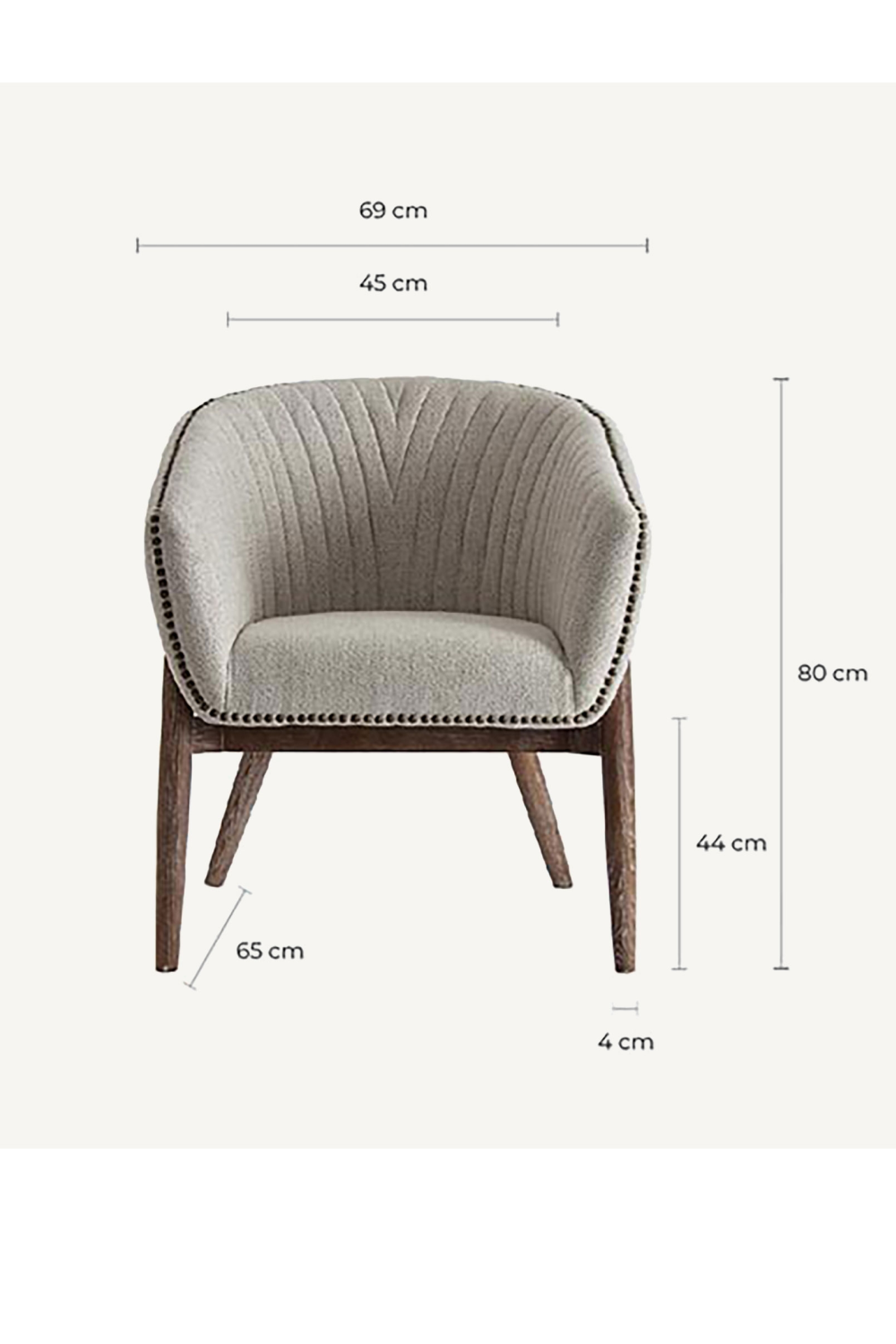 White Studded Barrel Armchair | Vical Home Neive | Oroatrade.com