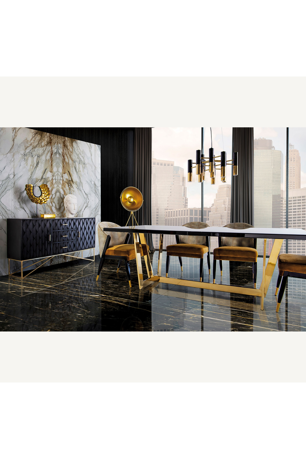 Ocher Velvet Seat Dining Chair | Vical Home Brillon | Oroa.com