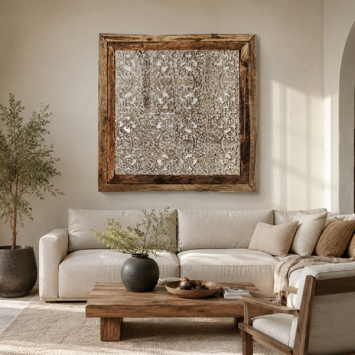   White Carved Wood Wall Art | Oroa.com