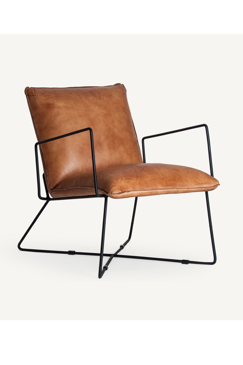 Brown Leather Industrial Armchair | Vical Home Seney | Oroatrade.com