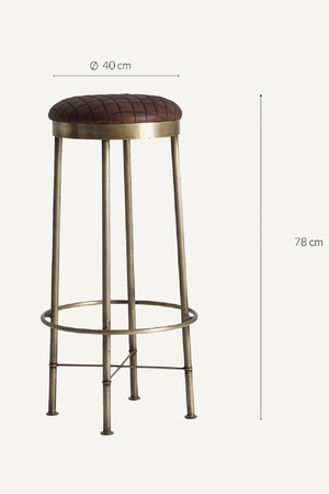 Brown Leather Round Stool | Vical Home Ottawa | Oroa.com