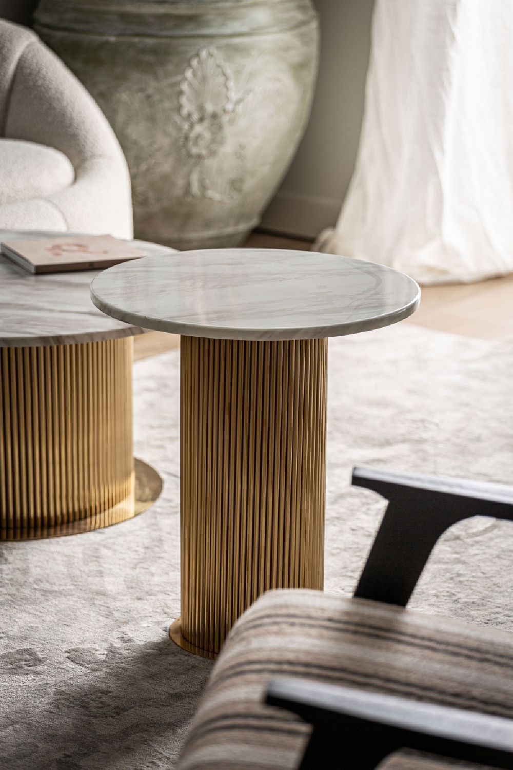 Gold Fluted Pedestal Side Table | Vical Home Coen | Oroa.com