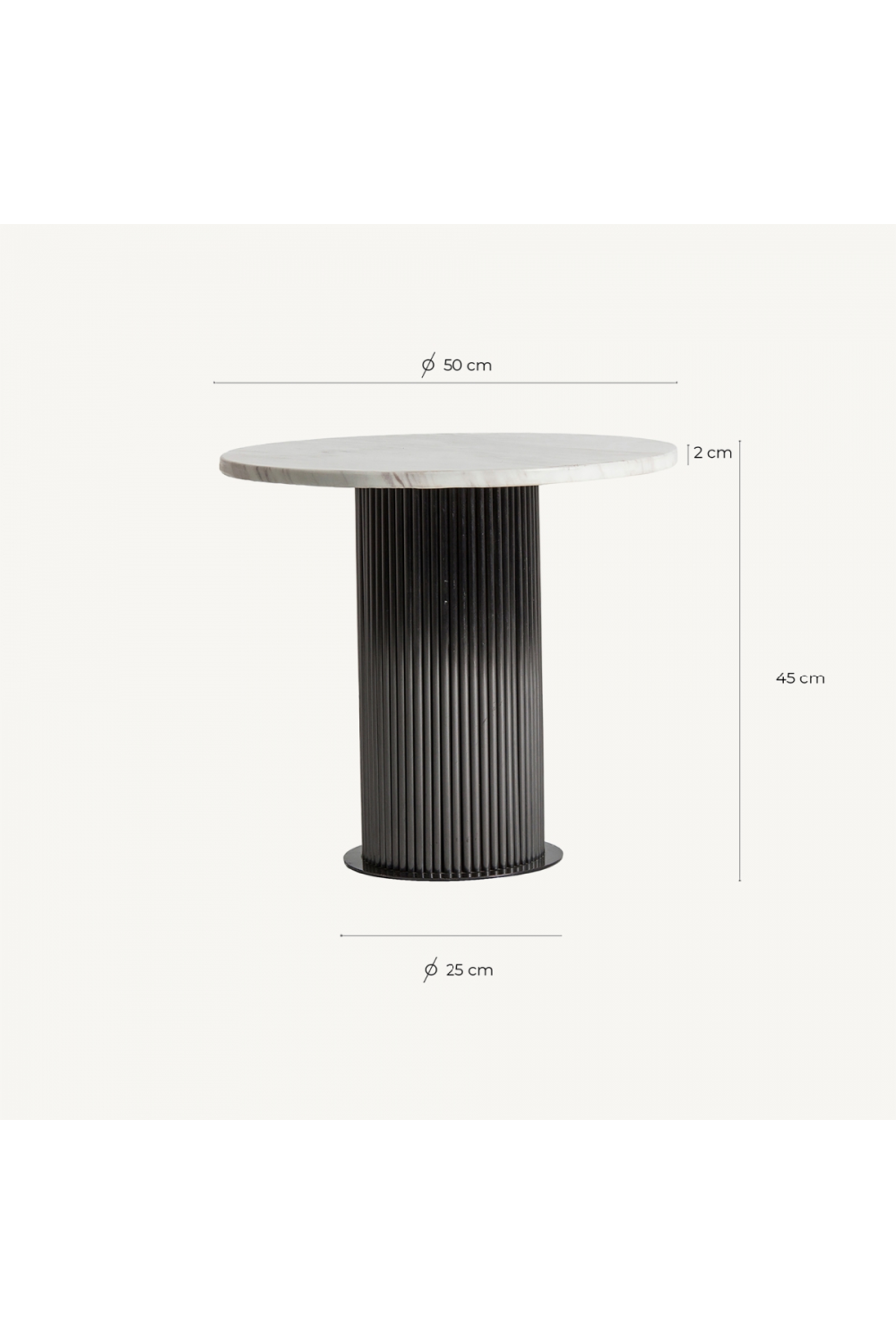 Black Fluted Pedestal Side Table | Vical Home Coen | Oroa.com