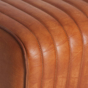   Brown Leather Channeled Stool | Oroa.com