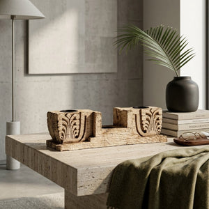   Carved Teak Wood Candle Holder | Oroa.com
