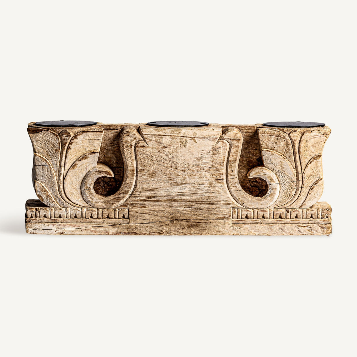   Carved Teak Wood Candle Holder | Oroa.com