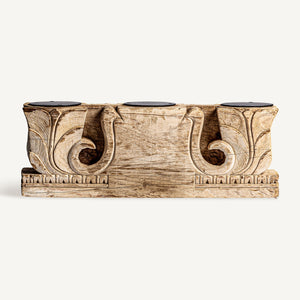   Carved Teak Wood Candle Holder | Oroa.com