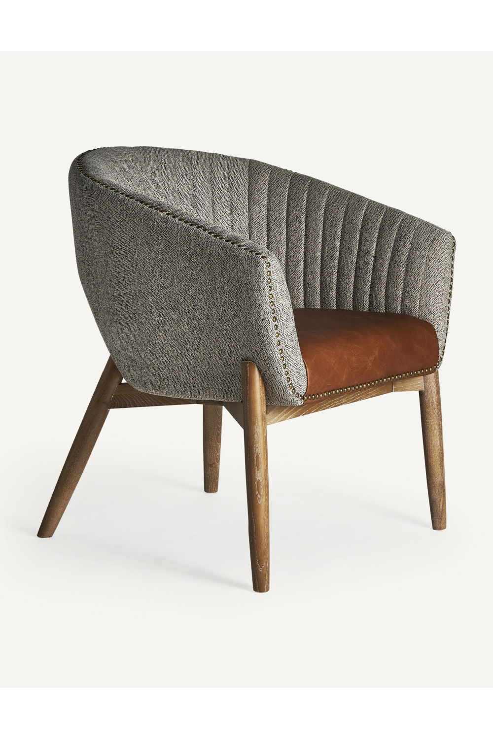 Gray Studded Barrel Armchair | Vical Home Neive | Oroatrade.com