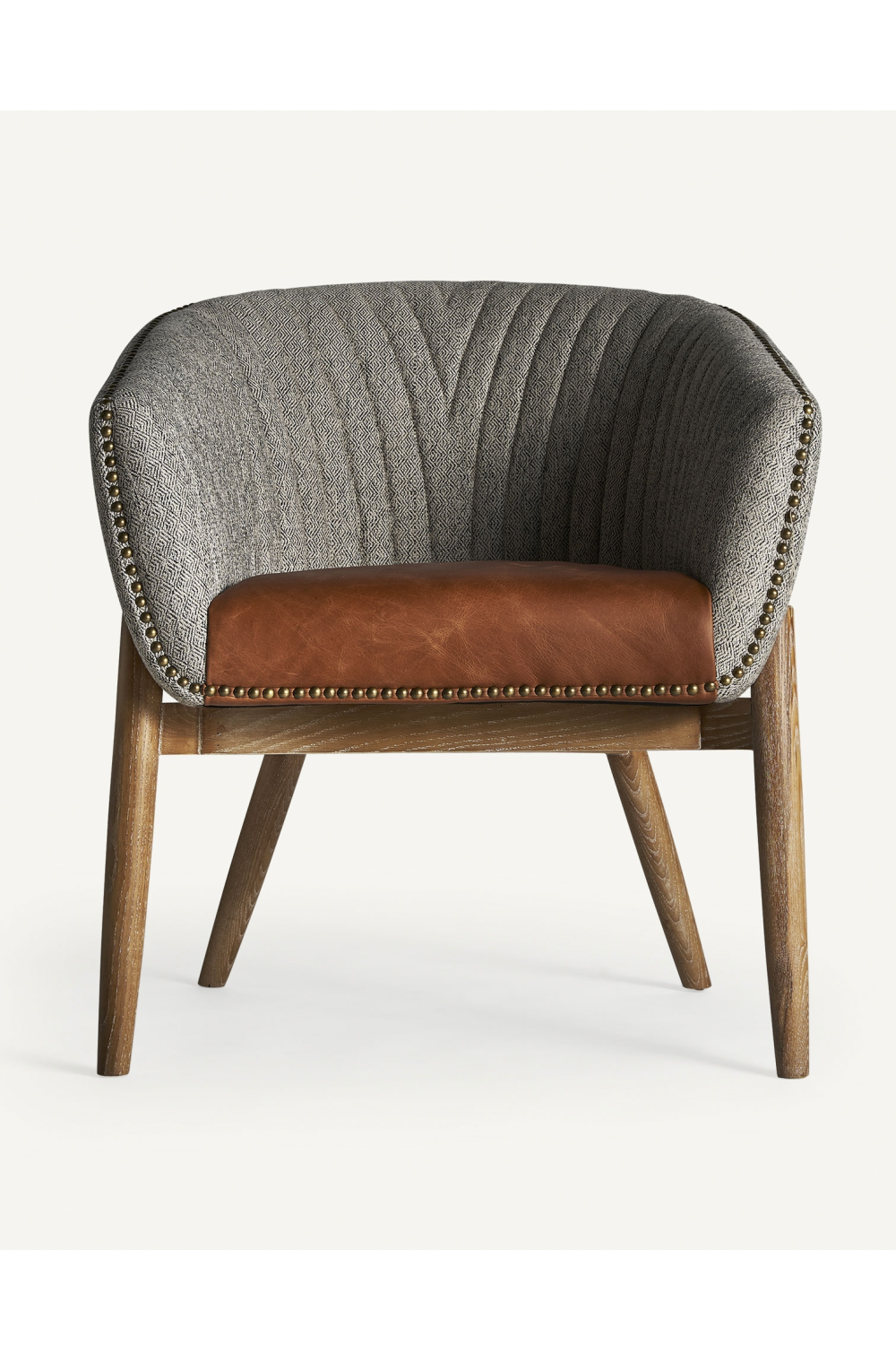 Gray Studded Barrel Armchair | Vical Home Neive | Oroatrade.com