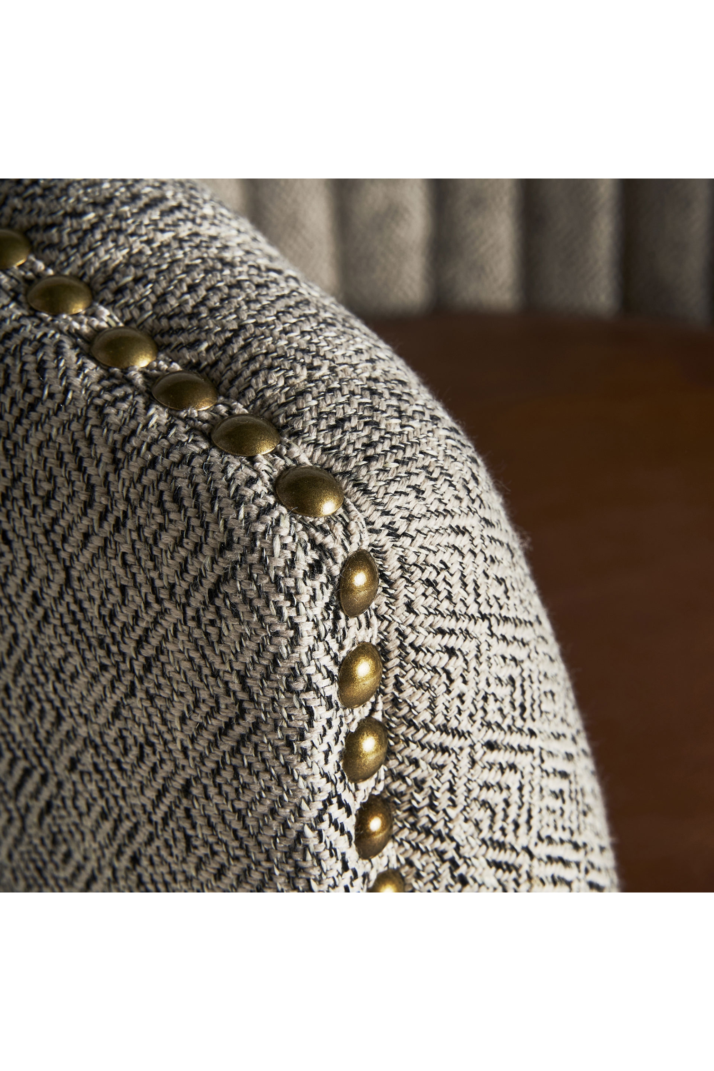 Gray Studded Barrel Armchair | Vical Home Neive | Oroatrade.com