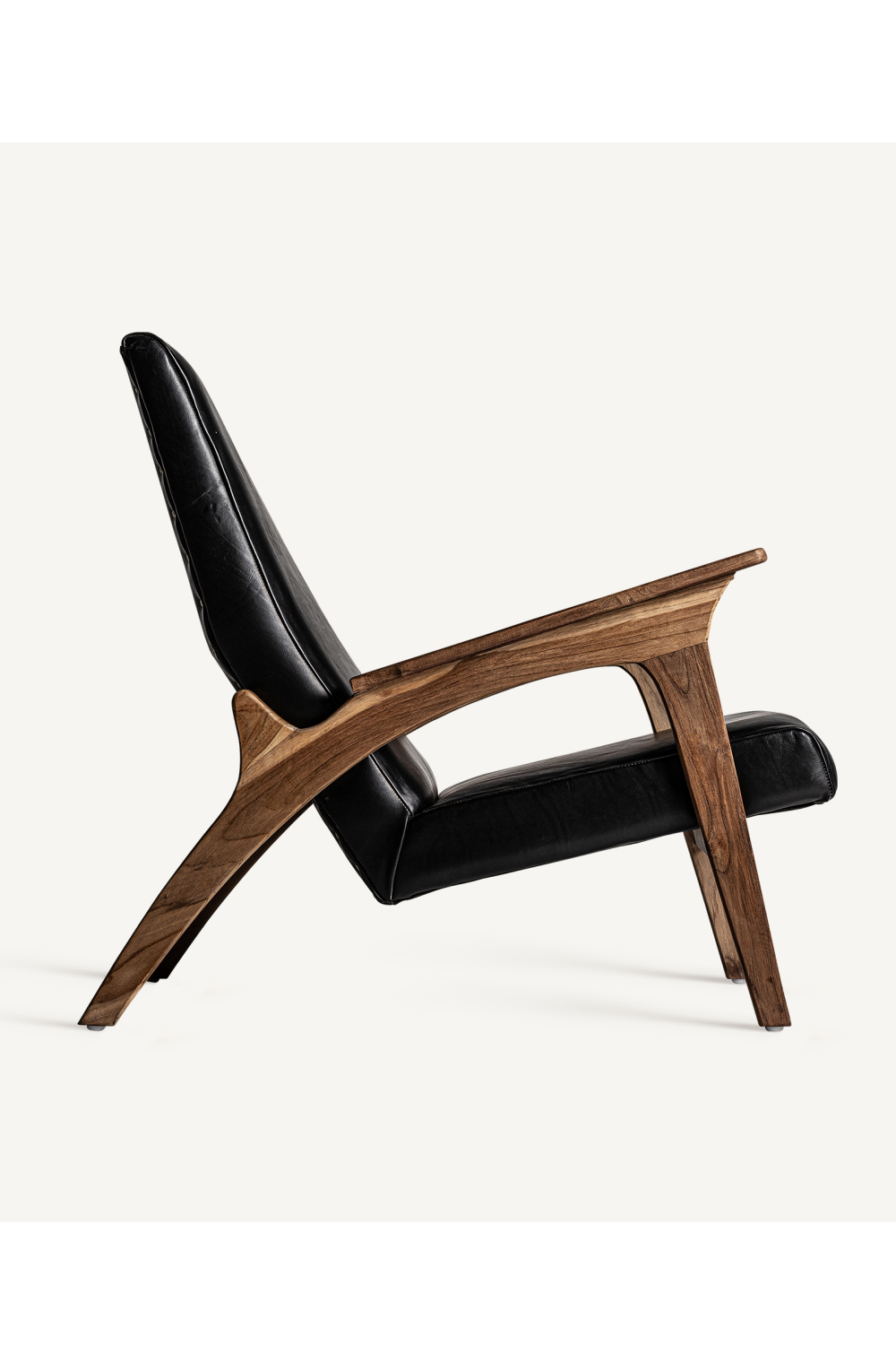 Black Leather Teak Accent Chair | Vical Home Crans | Oroatrade.com