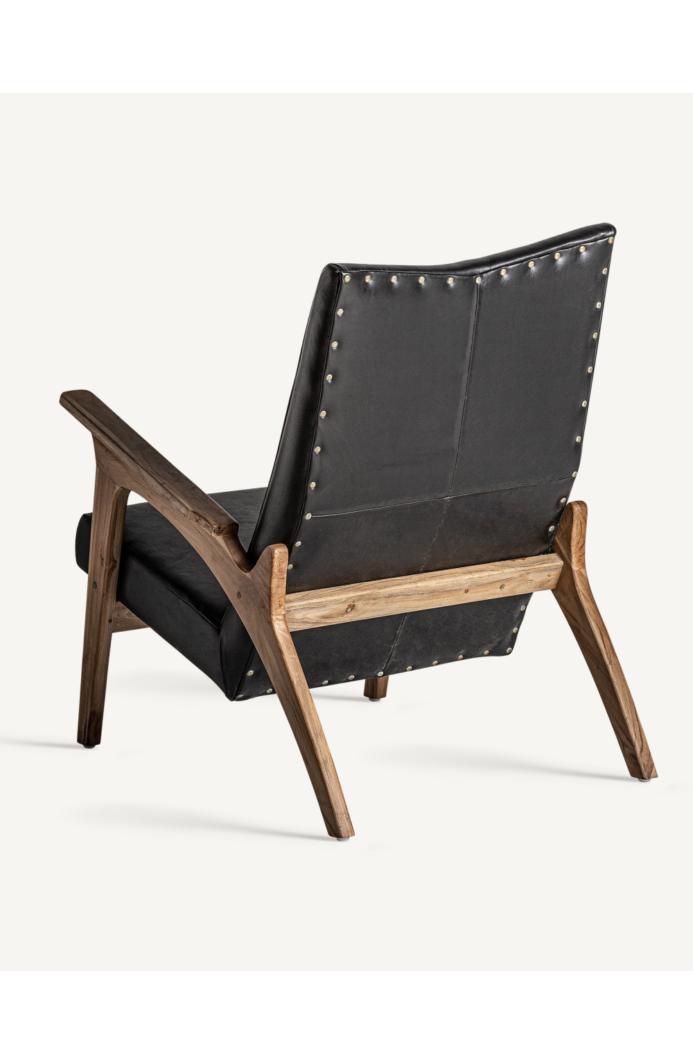 Black Leather Teak Accent Chair | Vical Home Crans | Oroatrade.com