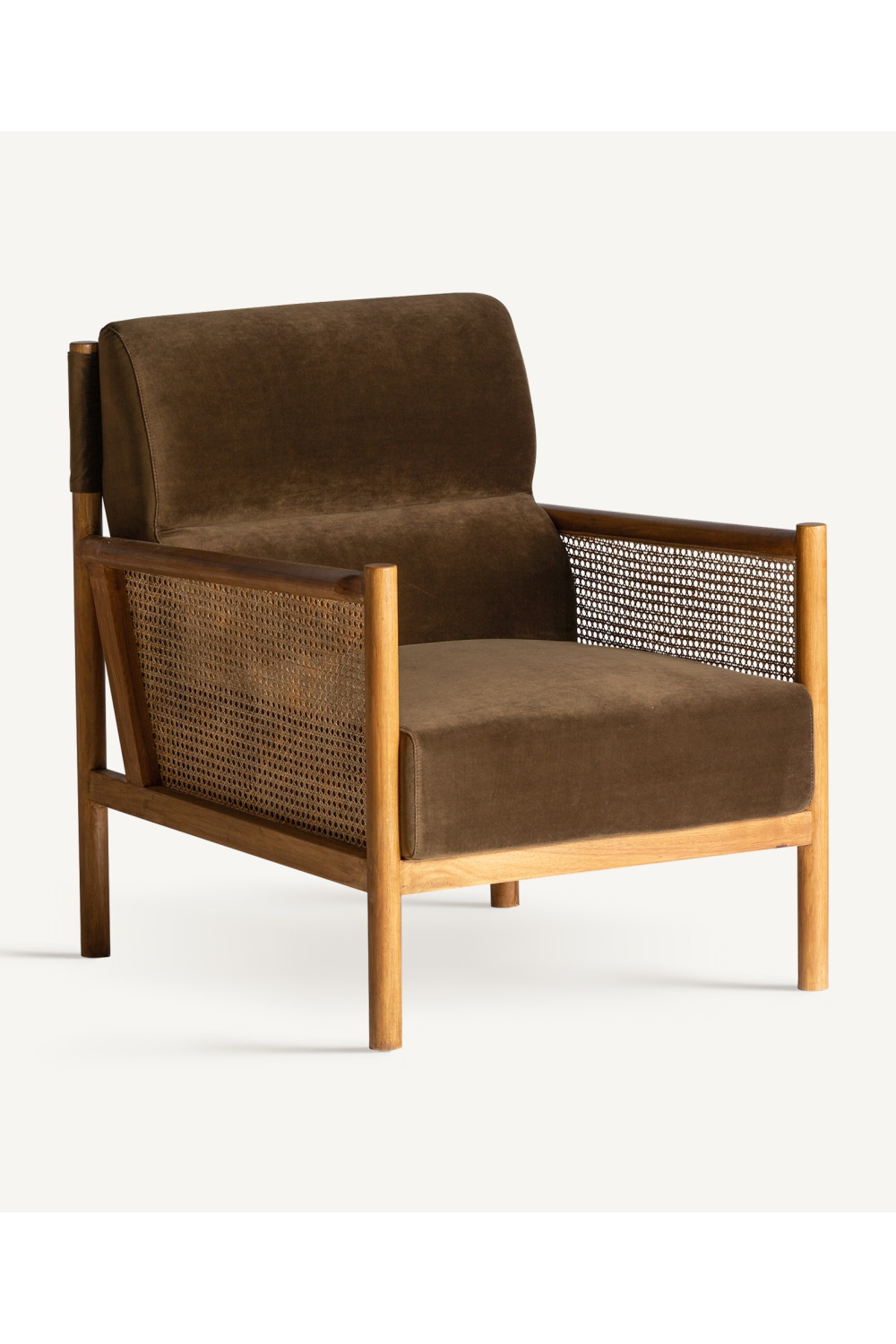 Brown Velvet Rattan Armchair | Vical Home Velburg | Oroatrade.com