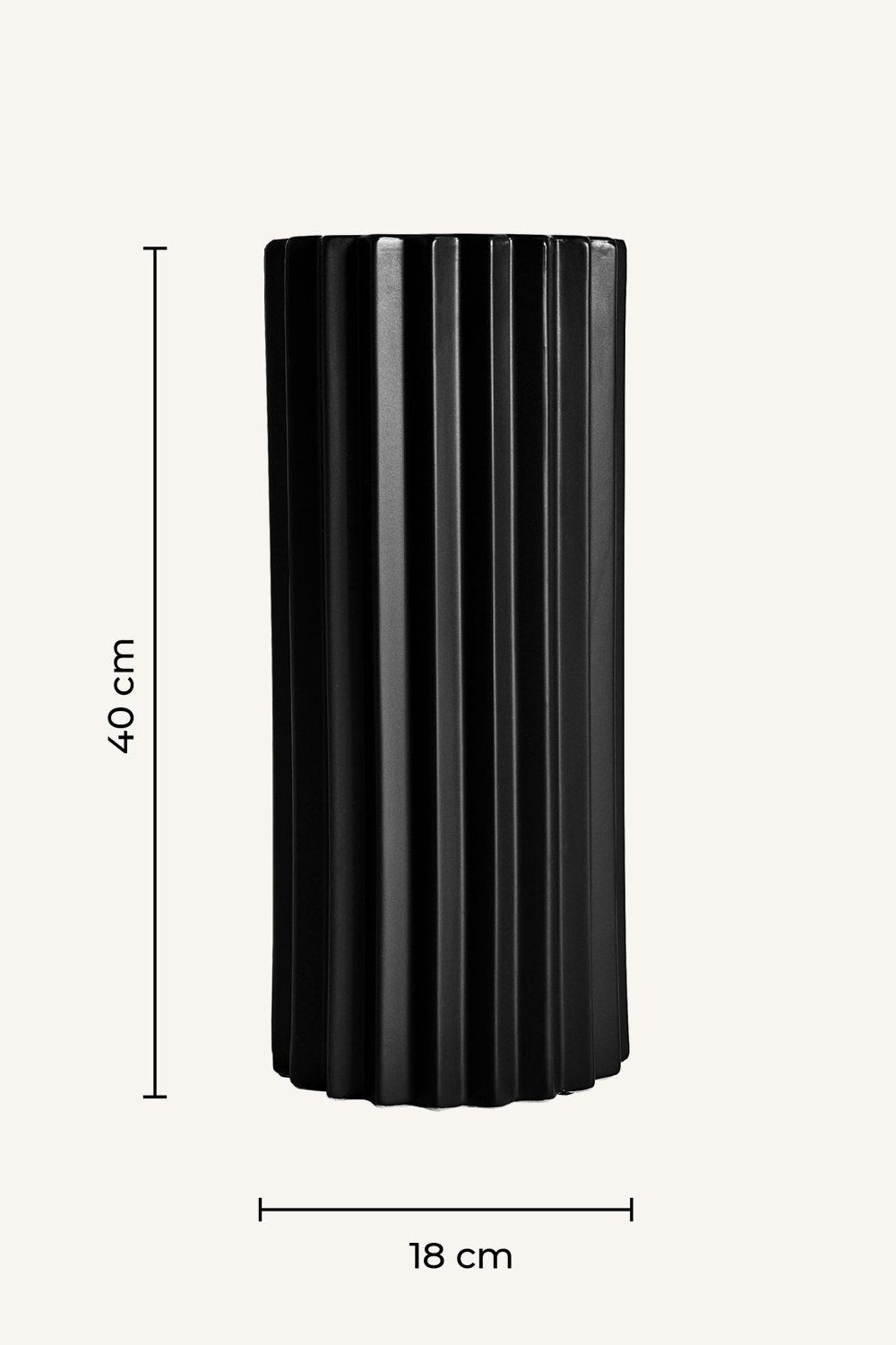 Black Stone Fluted Vase | Vical Home Plissé | Oroa.com