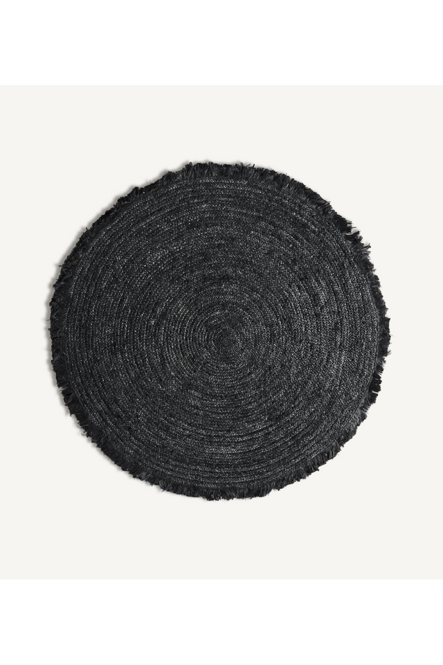 Black Jute Round Area Rug 5' x 5' | Vical Home Kisai | Oroa.com