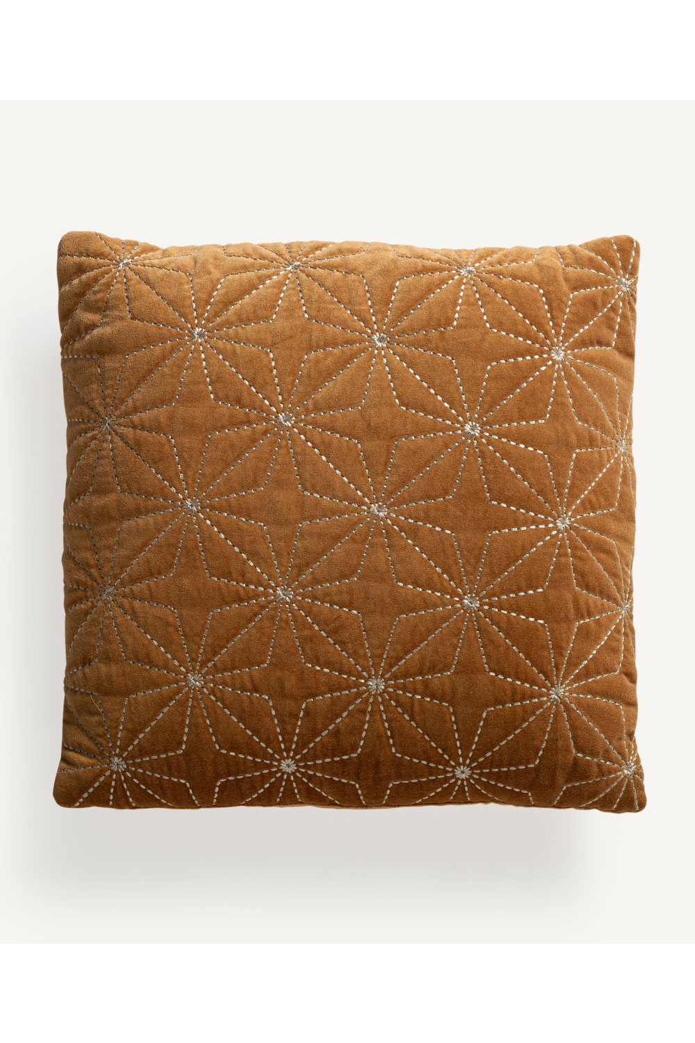 Embroidered Ocher Velvet Cushion | Vical Home Vilma | Oroatrade.com