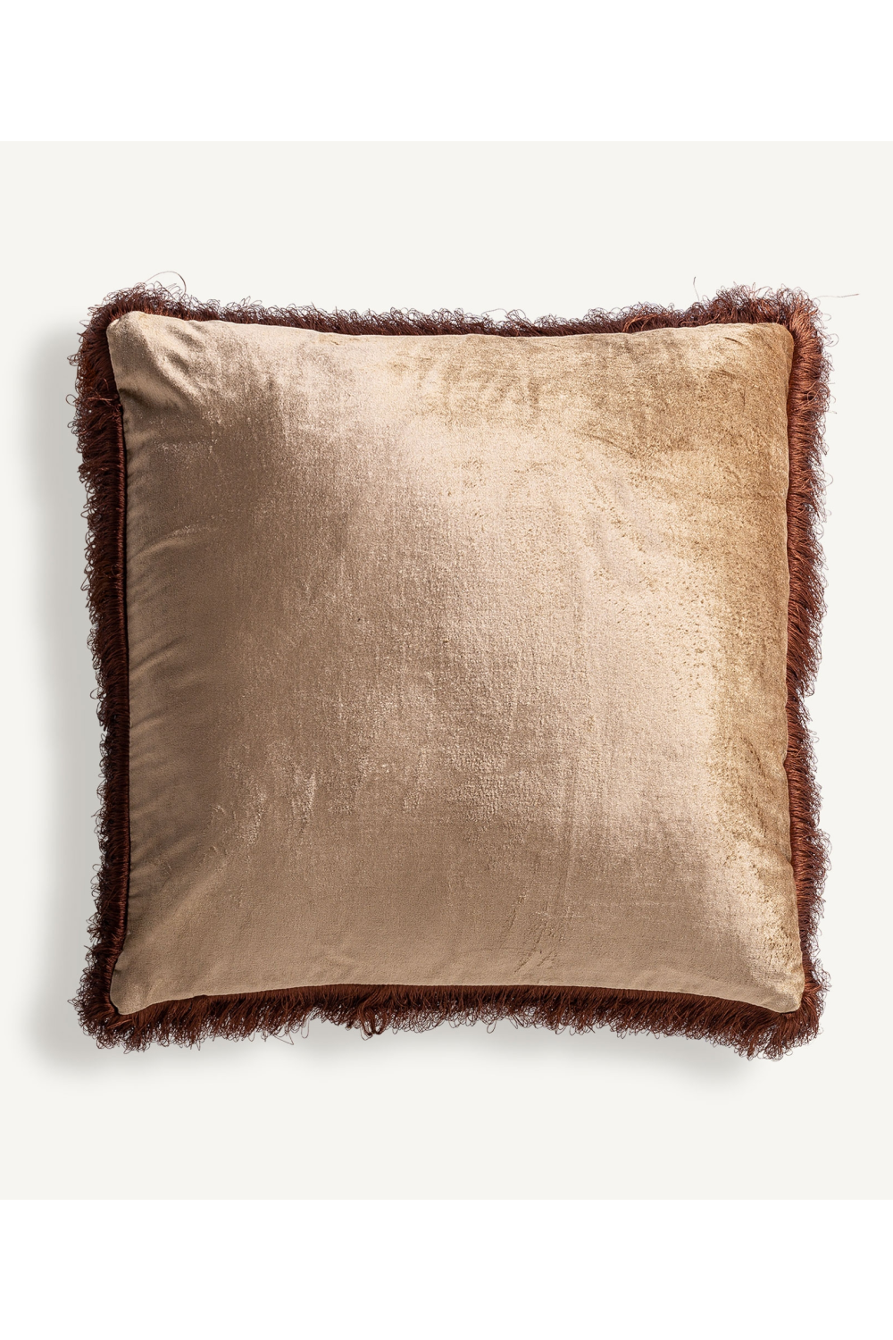 Beige Velvet Fringed Cushion | Vical Home Zaid | Oroatrade.com