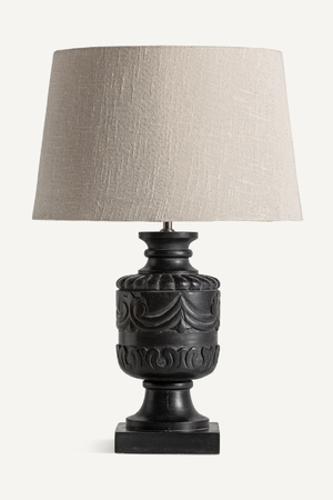 Carved Black Wood Table Lamp | Vical Home | Oroa.com