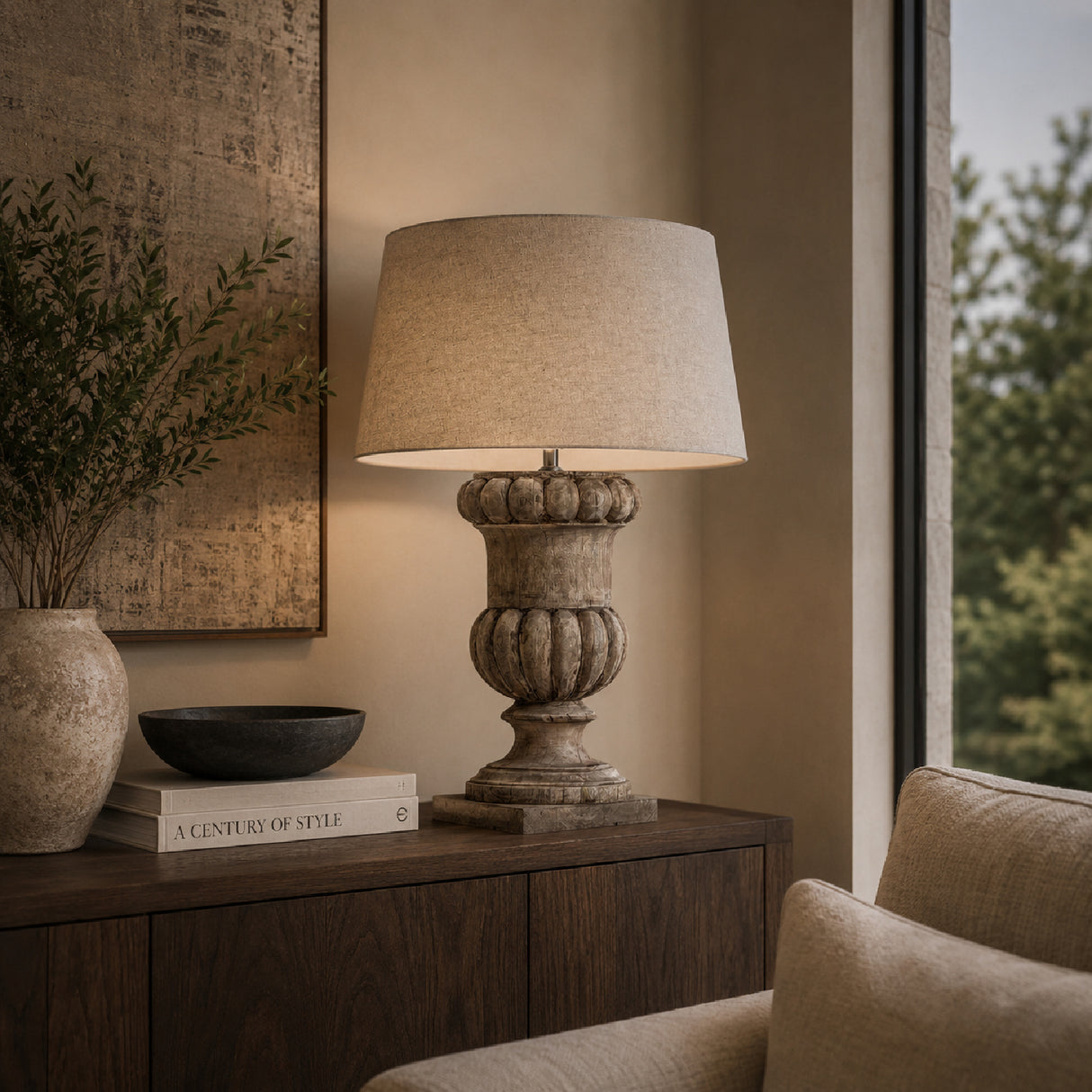   Cream Cotton Table Lamp | Oroa.com