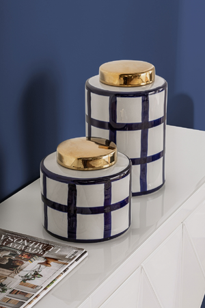 Blue Lined Ceramic Vase S | Vical Home Juno | Oroa.com