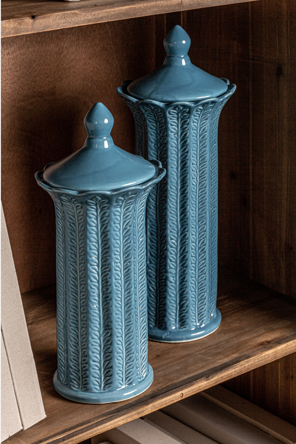 Blue Ceramic Leaves Vase S | Vical Home Zaea | Oroa.com