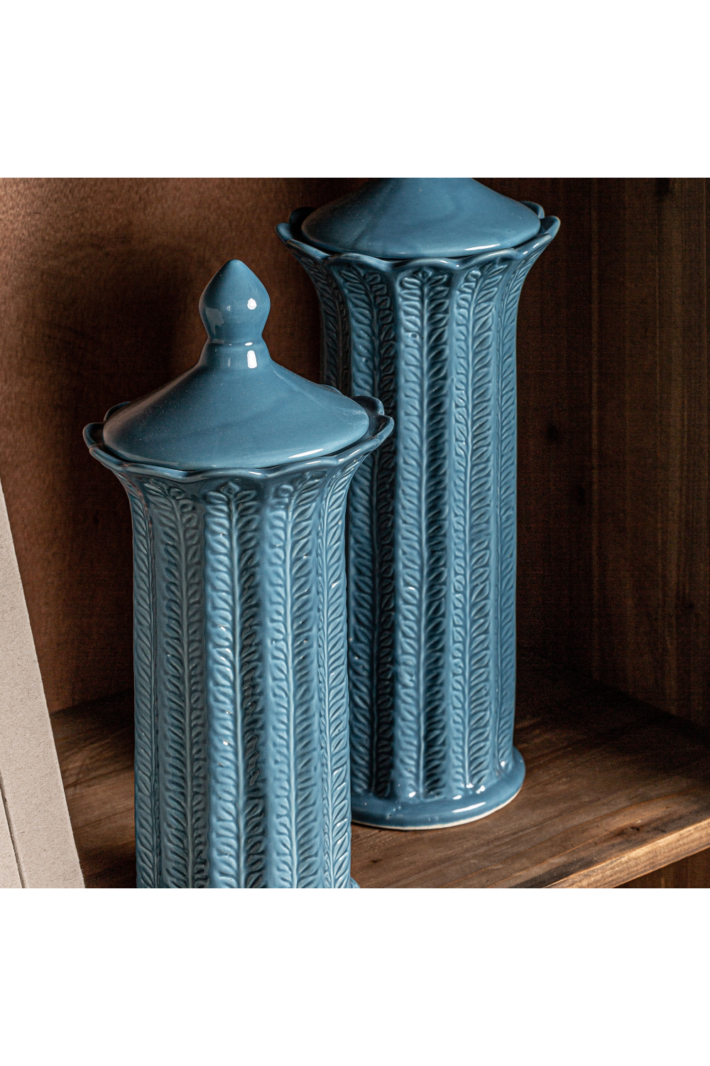 Blue Ceramic Leaves Vase S | Vical Home Zaea | Oroa.com