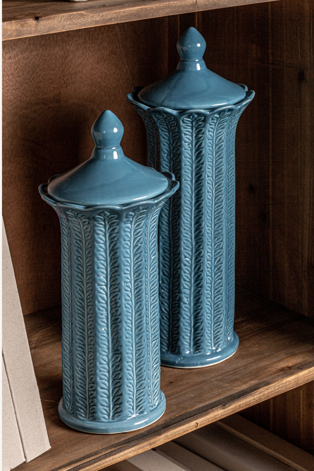 Blue Ceramic Leaves Vase L | Vical Home Zaea | Oroa.com