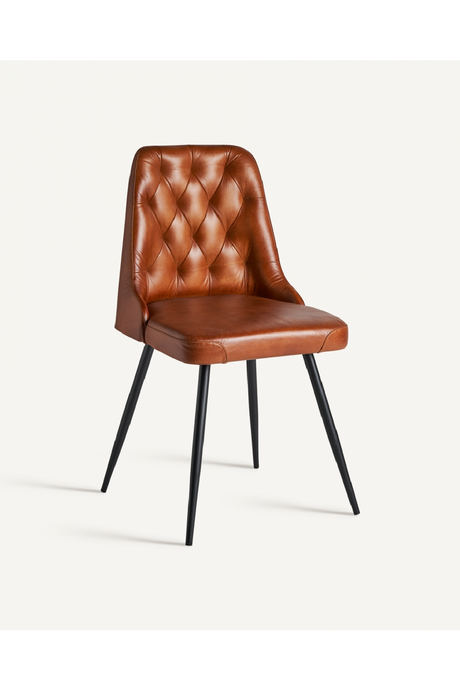 Brown Leather Tufted Dining Chair (2) | Vical Home Dexter | Oroa.com
