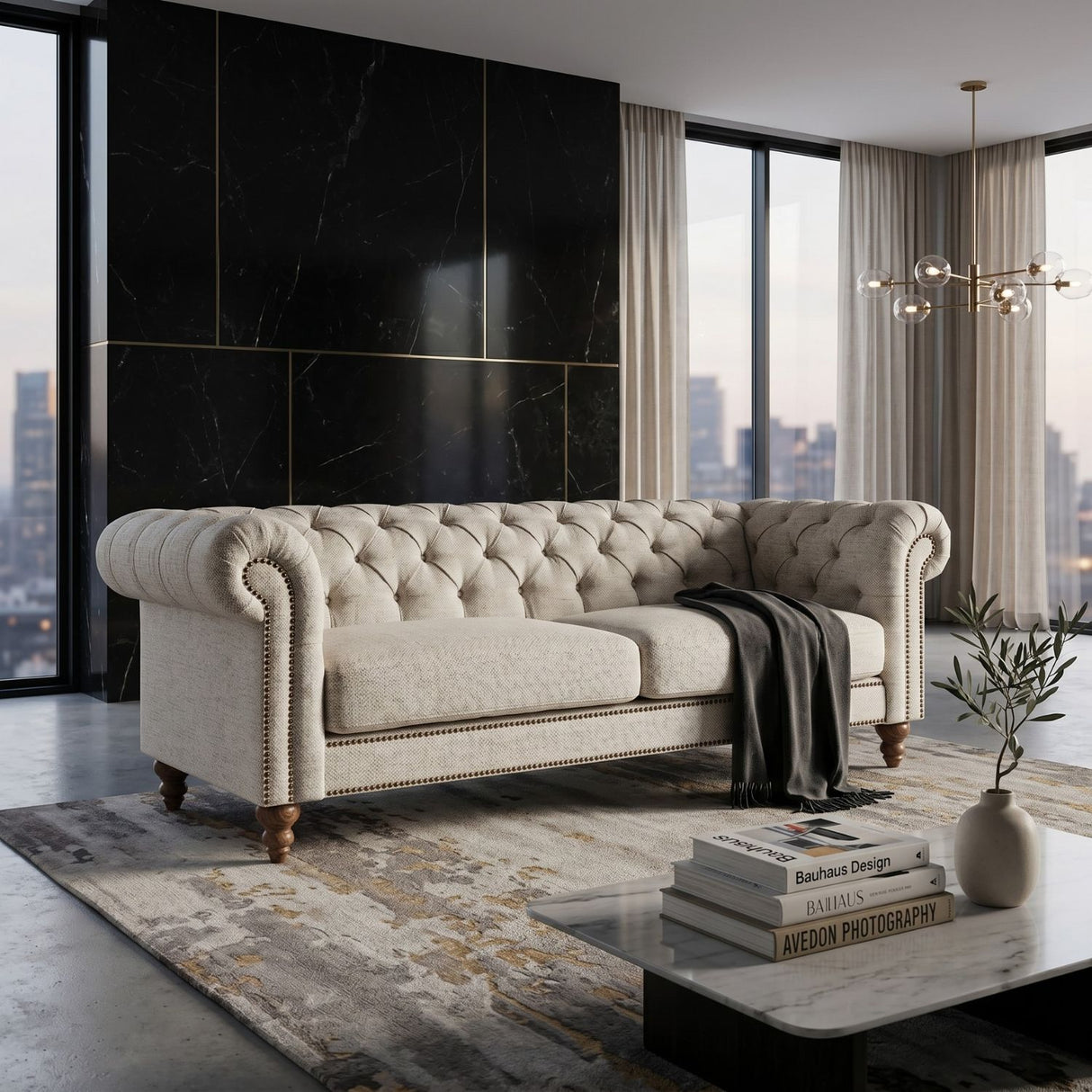   Gray Velvet Chesterfield Sofa | Oroa.com