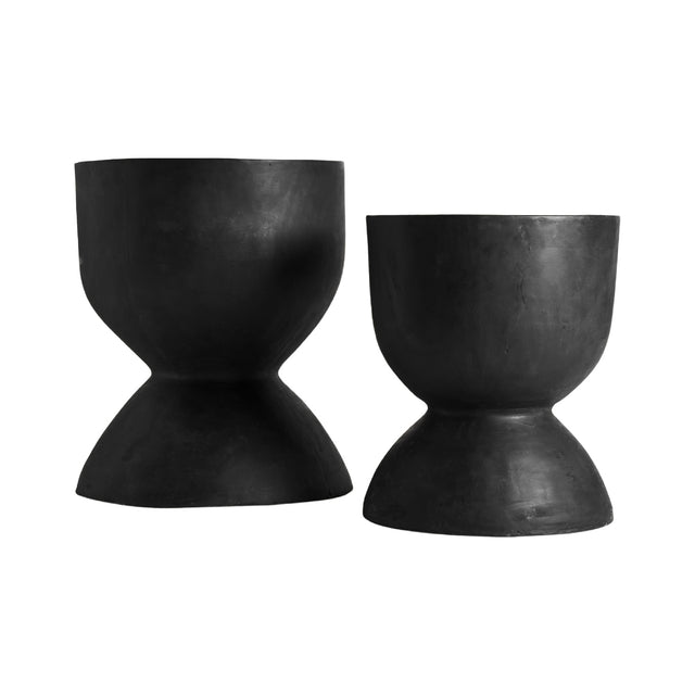 Modern furniture - Black Terracotta Hourglass Planters (2) - www.oroa.com