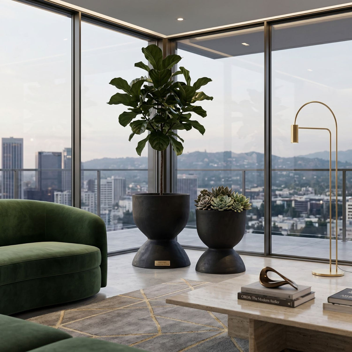   Modern furniture - Black Terracotta Hourglass Planters (2) - www.oroa.com | Oroa.com