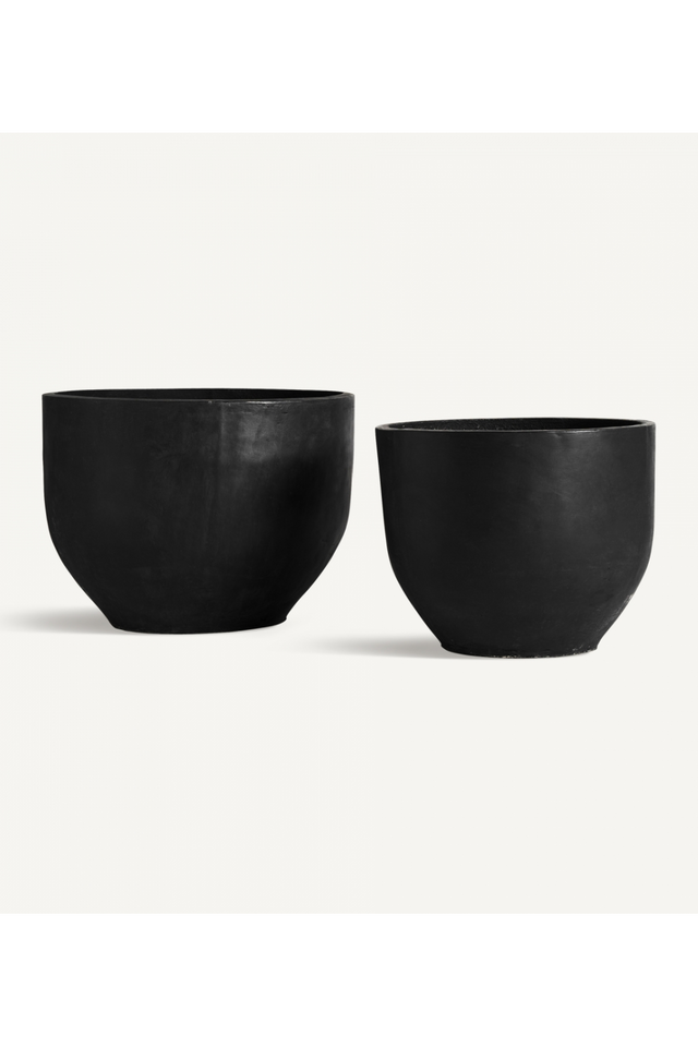 Black Terracotta Planters (2) | Vical Home Blaghe | Oroa.com