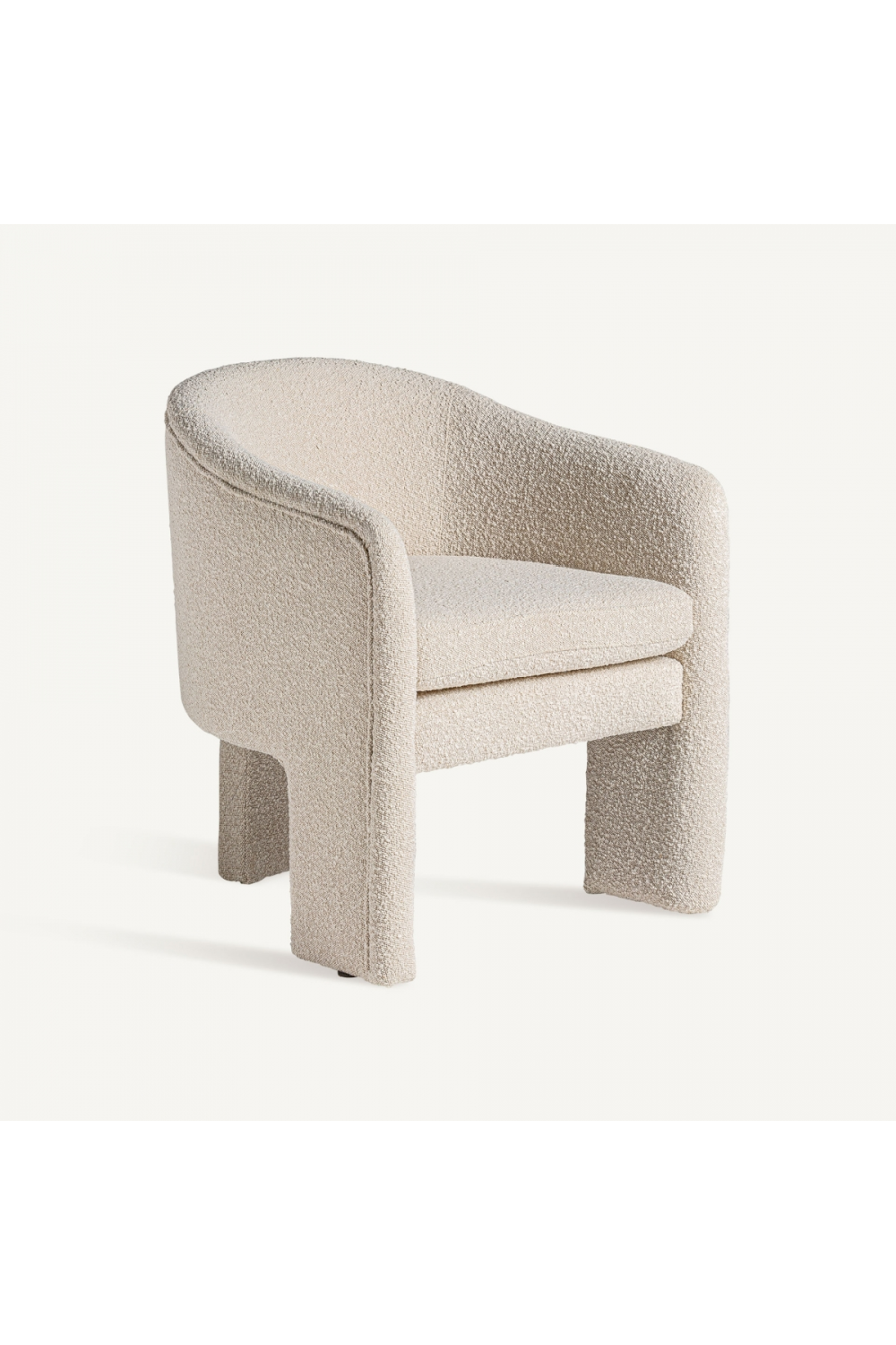 White Bouclé 3-Legged Armchair | Vical Home Prati | Oroatrade.com