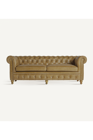 Brown Leather 3-Seater Chesterfield Sofa | Vical Home Elkins | Oroa.com