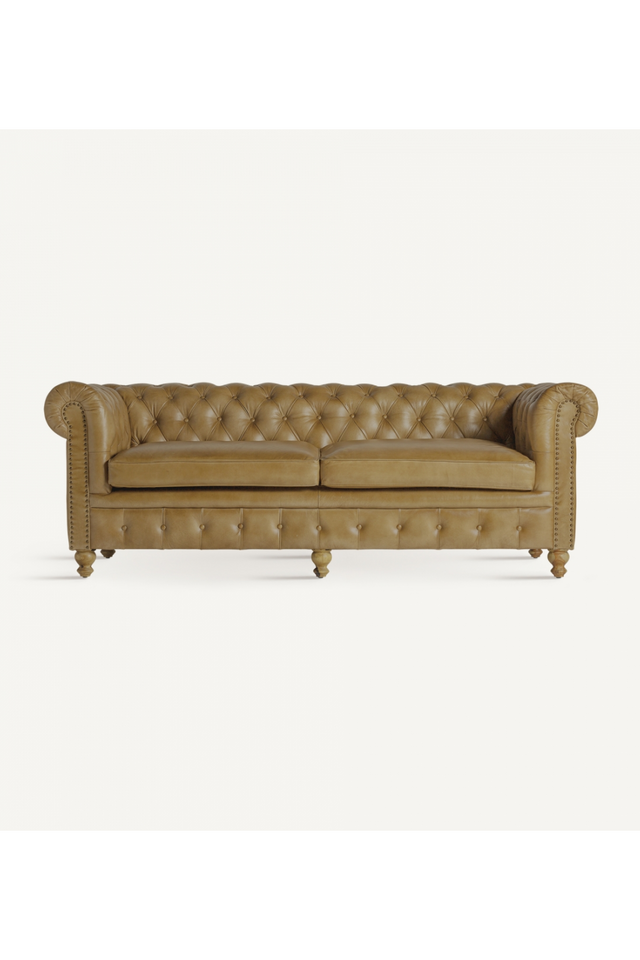 Brown Leather 3-Seater Chesterfield Sofa | Vical Home Elkins | Oroa.com