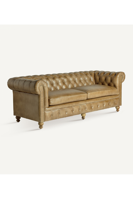 Brown Leather 3-Seater Chesterfield Sofa | Vical Home Elkins | Oroa.com