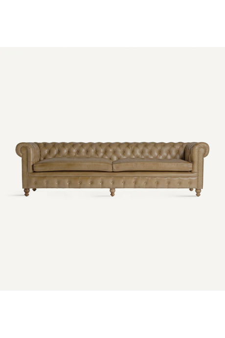 Brown Leather 4-Seater Chesterfield Sofa | Vical Home Elkins | Oroa.com