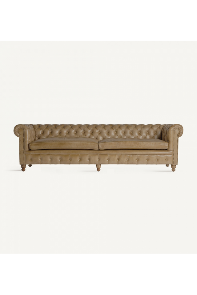 Brown Leather 4-Seater Chesterfield Sofa | Vical Home Elkins | Oroa.com