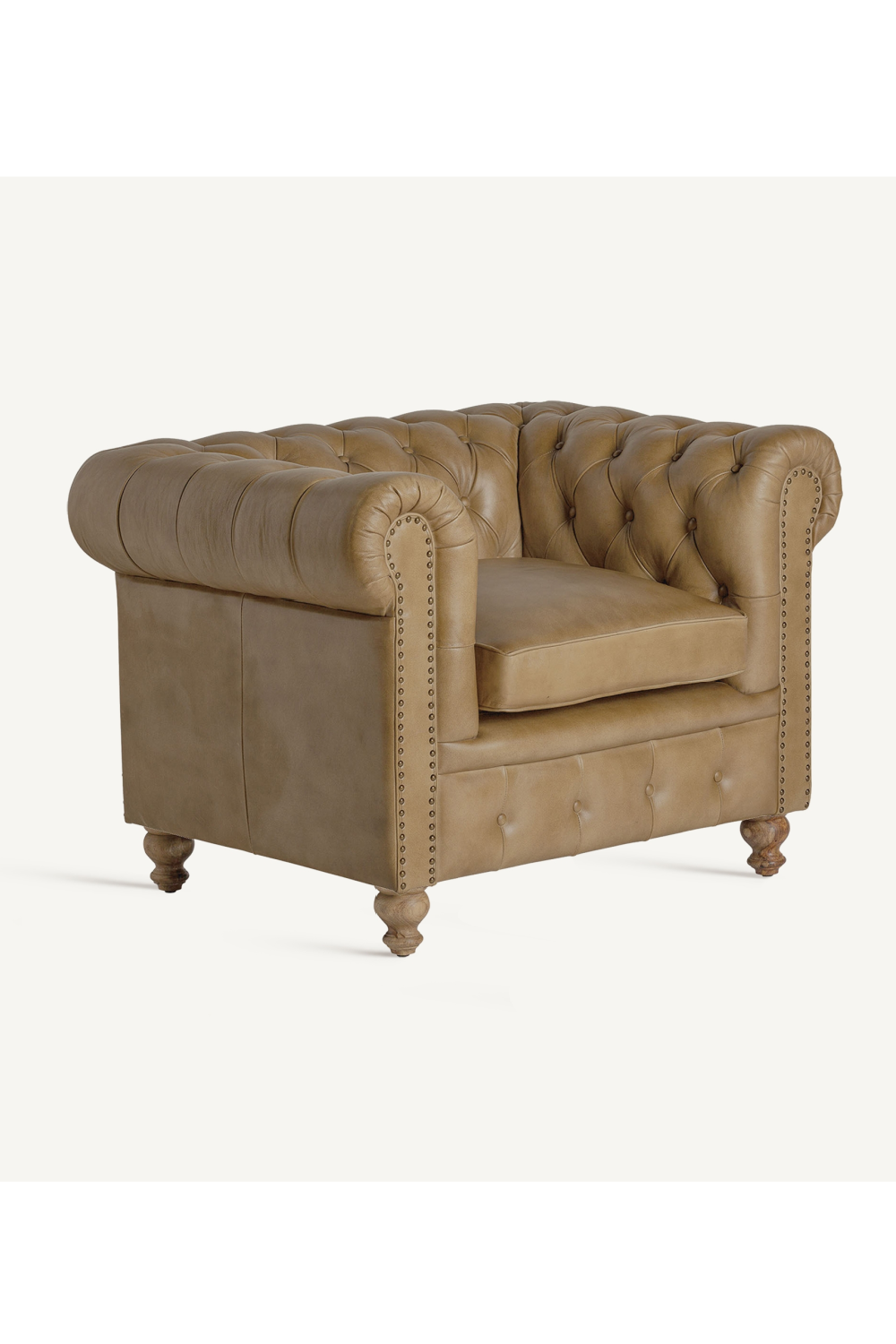 Brown Leather Tufted Armchair | Vical Home Elkins  | Oroatrade.com