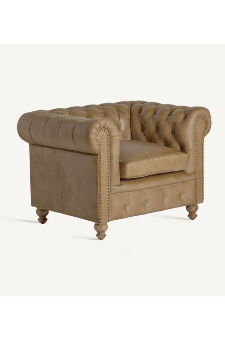 Brown Leather Tufted Armchair | Vical Home Elkins  | Oroa.com