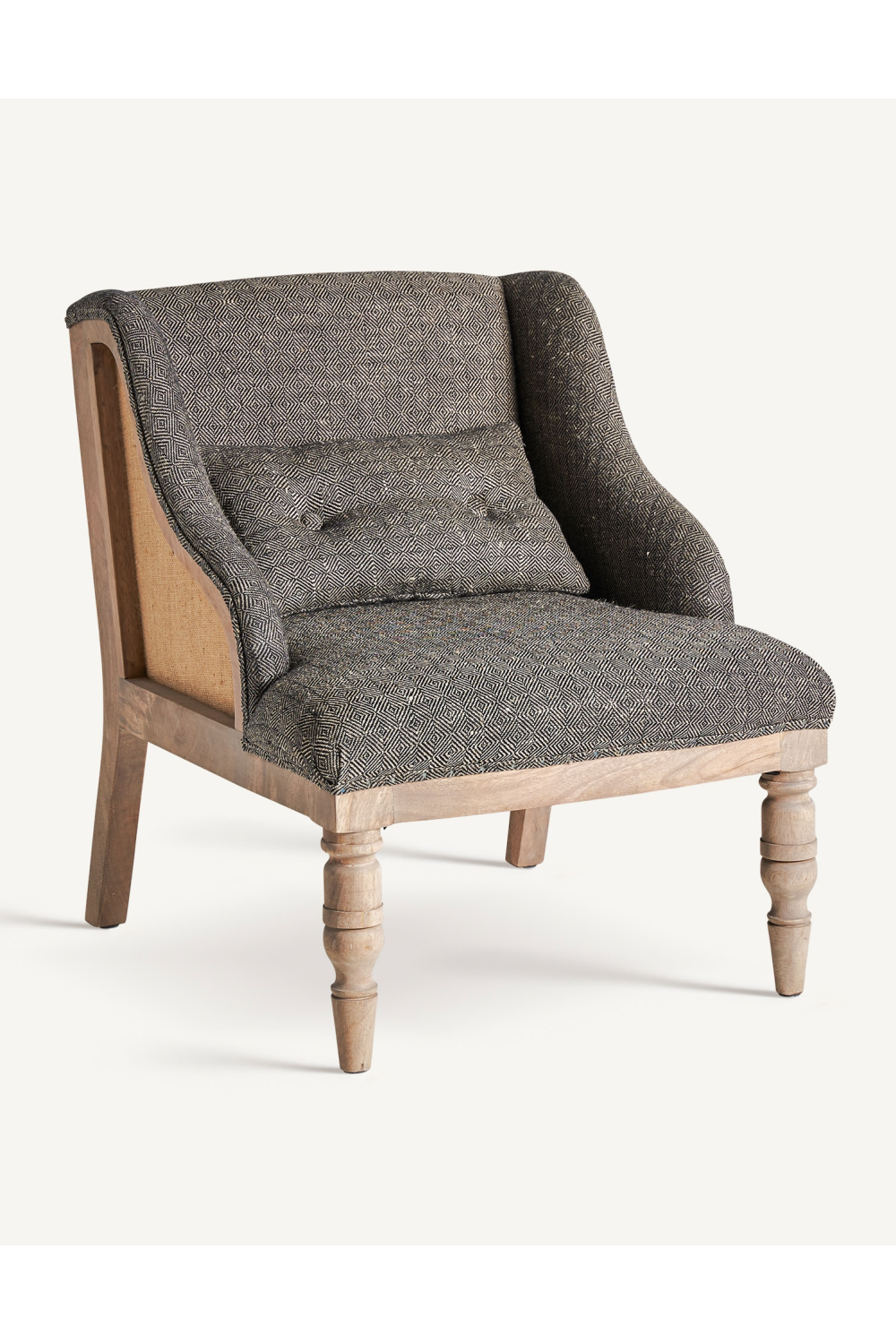 Gray Padded Mango Wood Armchair | Vical Home Ruoms | Oroatrade.com