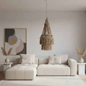   Woven Brown Cotton Pendant Light | Oroa.com